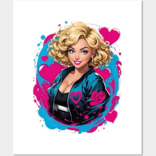 Happy Valentines Day Blonde Girl 80s retro vintage Posters and Art